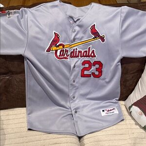 Majestic Gray Cardinals Jersey with Red Details